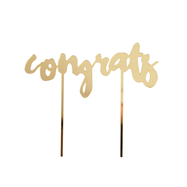 Harlow & Grey – Congrats Gold-Mirrored Cake Topper