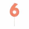 Coral Number 6 Candle - party supplies Lebanon
