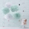 Ginger Ray - Hello World - Pom Poms - Mint and White