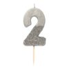 We Heart Birthdays Glitter Number Candle 2, Silver - party supplies Lebanon
